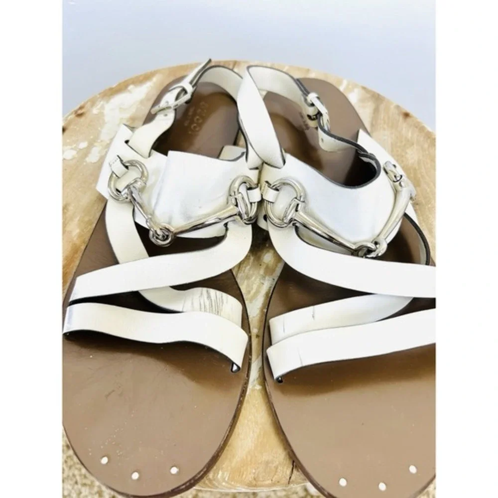 Gucci Women's Liquid Gold‎ Leather Thong Slingback SANDALS size 39.5